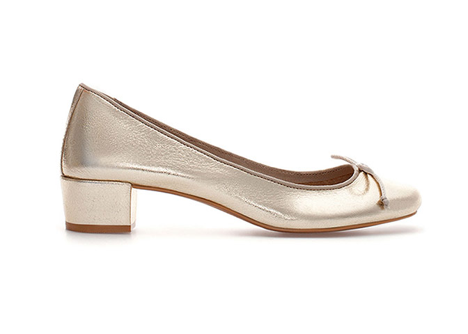 Party shoes: Party shoes - gold metallic low heel ballerina pumps by Zara