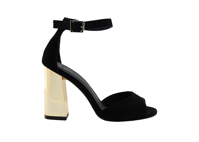 Party shoes: Party shoes - black sandals with high gold block heel by ASOS