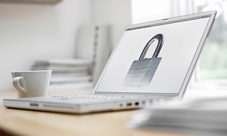 Padlock picture on laptop screen