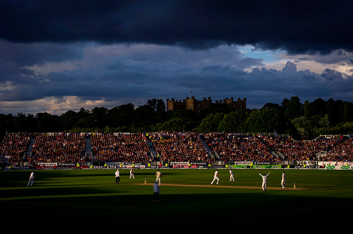 Tom Jenkins Pix of Year: Peter Siddle hits a ball from Stuart Broad