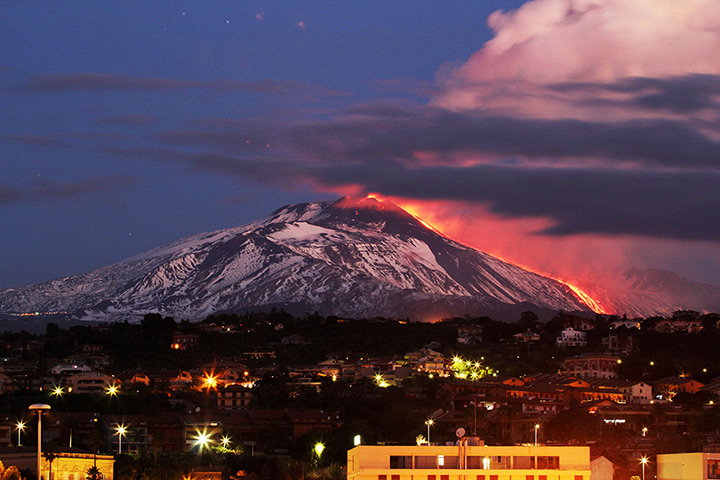 Photo highlights : Mount Etna, Europe's most active volcano, erupts near Riposto, Sicily