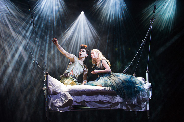 Year on stage: Sam Swann (Peter) and Fiona Button (Wendy) in Wendy & Peter Pan by Ella Hic