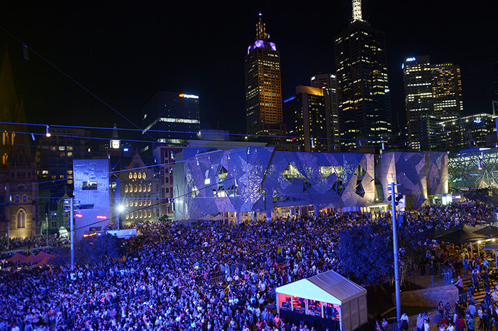 NYE in Australia: Thousands attend a party at Federation Square in Melbourne