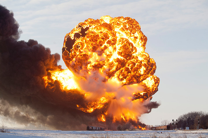 Photo highlights: Casselton, North Dakota, USA: A massive fireball rises after two trasin col