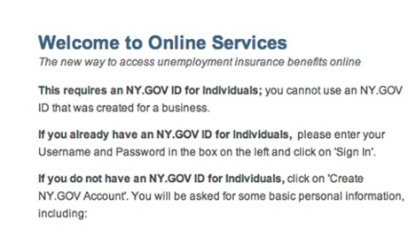 NY unemployment claim website