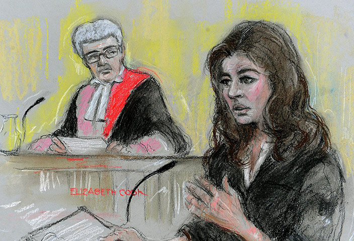 Lawson court case: Court sketch of Nigella Lawson giving evidence