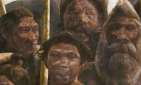 An artist's impression of the Sima de los Huesos early humans