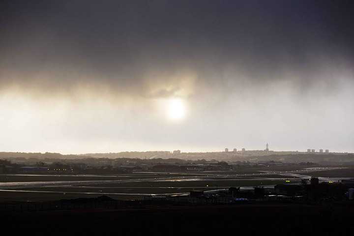 Weather : Storm Clouds over Aberdeen Airport