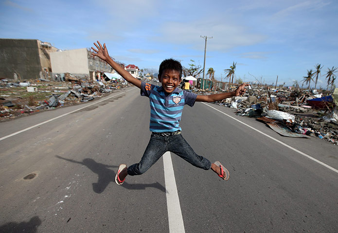 Joshua Cator: Joshua jumps on a street in the devastated city of Tacloban