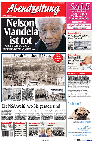 Mandela front pages: Mandela Abendzeitung