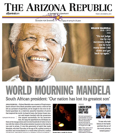 Mandela front pages: Arizona Republic