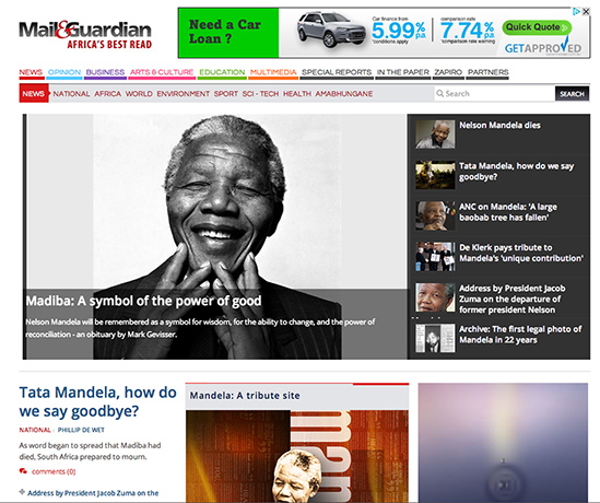 Mandela front pages: Mail & Guardian