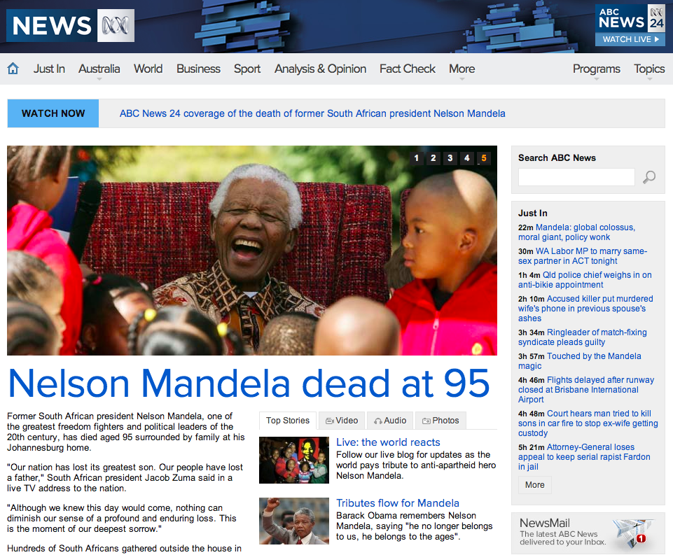 Mandela front pages: ABC