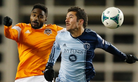 Houston defender Warren Creavalle vs Sporting KC midfielder Benny Feilhaber during the MLS Eastern Conference final