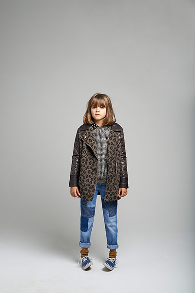 All Ages: animal print coat with padded sleevesgrey sweater jeans 