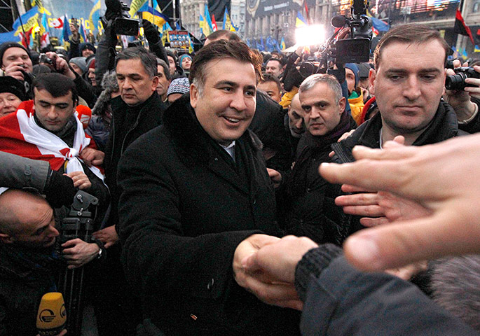 Ukrainian protests former Georgian President Mikheil Saakashvili