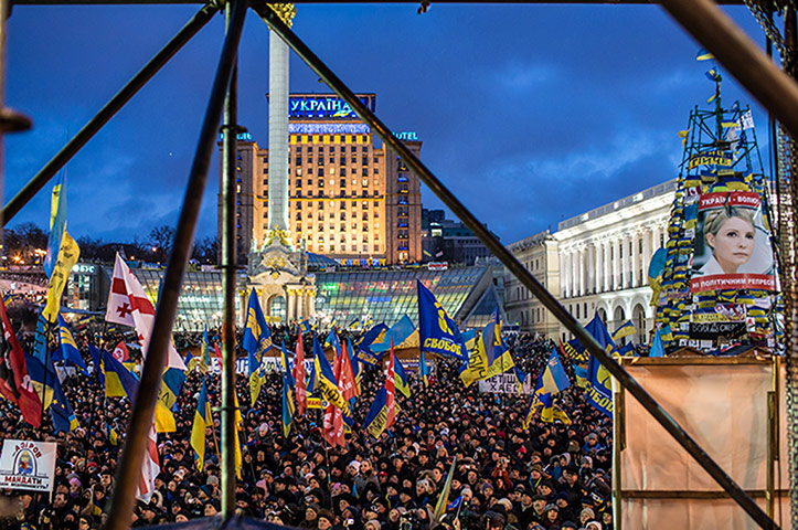 Ukrainian protests thousands anti-government independence square Kiev