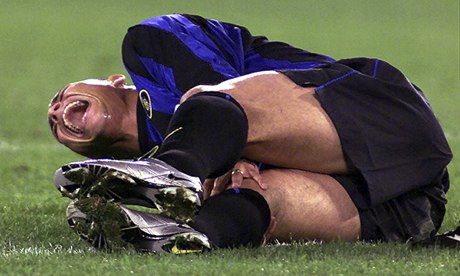 The footballer Ronaldo in pain