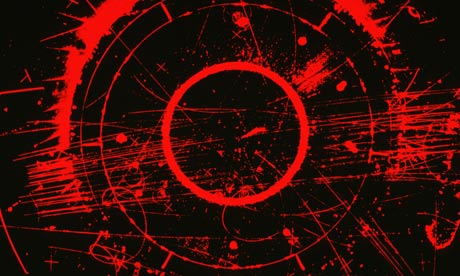 Bubble chamber photograph at Cern of atom particles