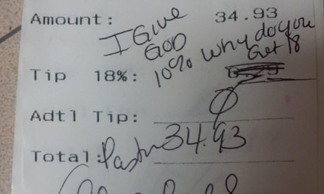 Tips are not optional, they are how waiters get paid in America