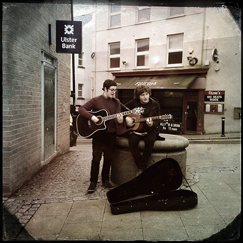 Other Voices 2: Buskers in the street during the Other Voices festival in Derry