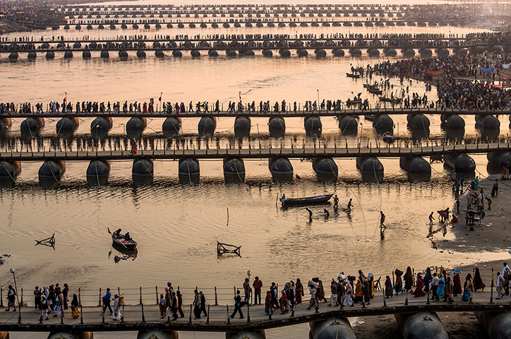 24 hours in pictures: Hindu Devotees Gather For The Maha Kumbh