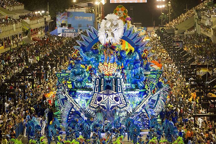 Rio Carnival 2013: Revelers of Portela samba school perform during the Carnival parade