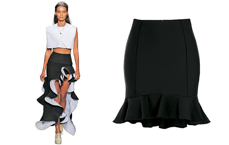 Catwalk Trends: Women from Balenciaga catwalk and black ruffle skirt