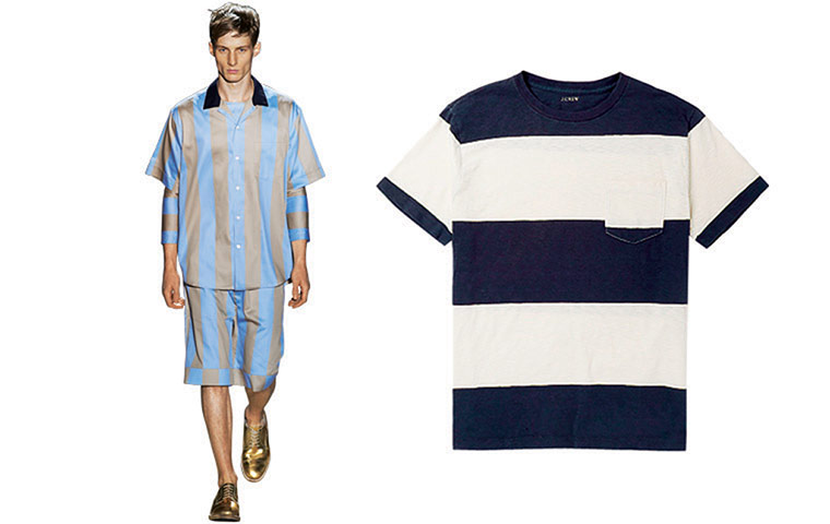 Catwalk Trends: Male model from Acne catwalk and striped t shirt