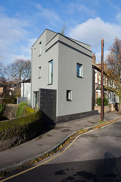 Homes - Lewisham NB: grey house on corner of street 