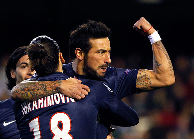 Tuesday Champions League: Paris Saint-Germain's Ezequiel Lavezzi