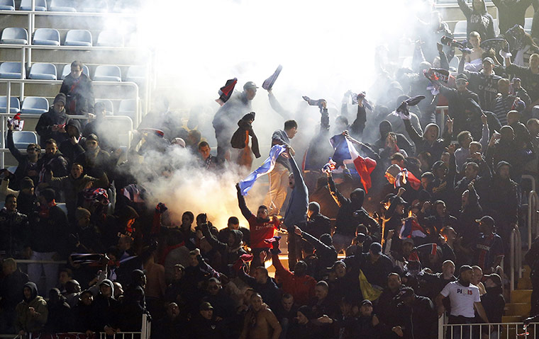 Tuesday Champions League2: PSG's supporters celebrate their team's goal