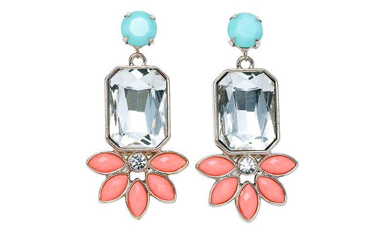 Accessories fashion: diamante earrings orange blue