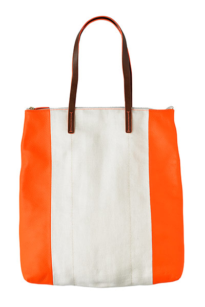 Accessories fashion: orange white tote bag