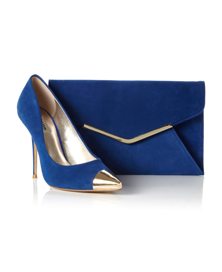 cobalt blue shoes and matching bag