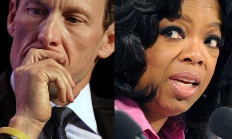 Lance Armstrong speaks to US chat show host Oprah Winfrey