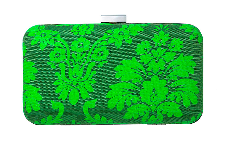 Accessories col fashion: green patterned clutch bag