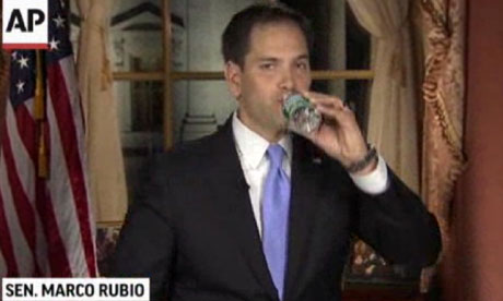Marco Rubio drinking water 