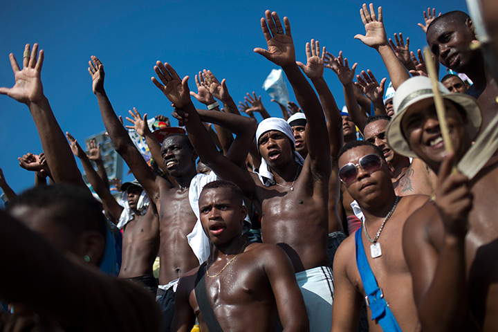 24 hours: Rio de Janeiro, Brazil: Fans of a samba school celebrate
