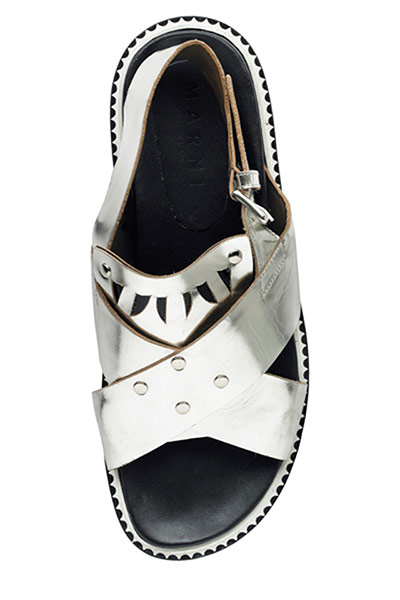 Accessories Monochrome: Silver flat sandals