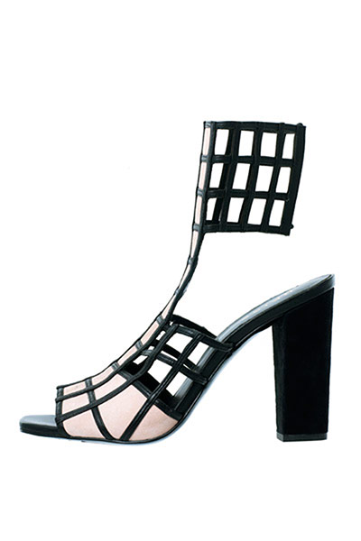Accessories Monochrome: High heeled black and white mesh sandal