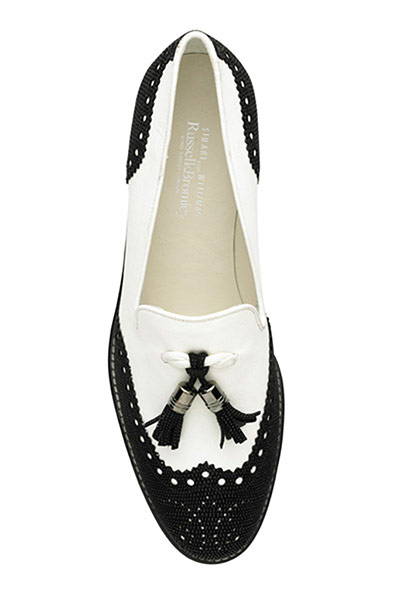 Accessories Monochrome: Black and white tassle loafer
