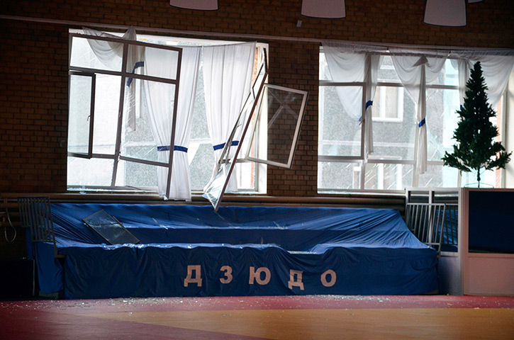 meteorites in Russia: Broken windows and debris are seen inside a sports hall 