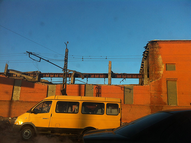 meteorites in Russia: The collapsed roof of a a zinc factory in Chelyabinsk