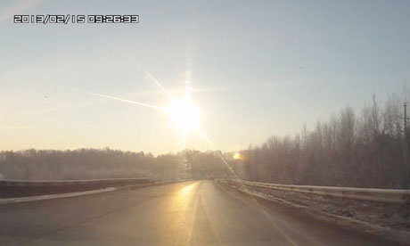 Screengrab of the meteorite that exploded over Russia on 15 February 2013