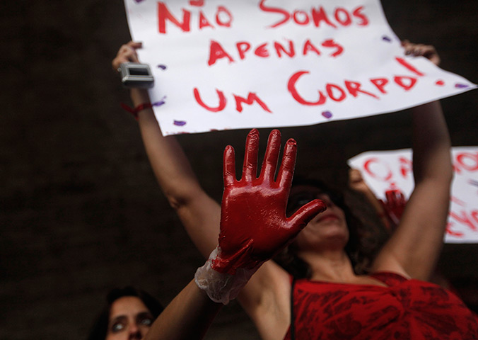 24 hours: Sao Paulo, Brazil: Women participate in the One Billion Rising campaign