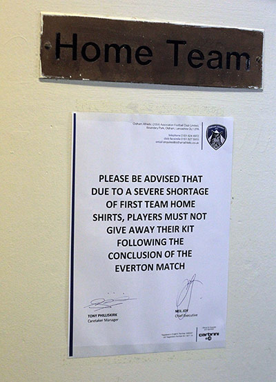 fa cup 2: A sign on the Oldham Athletic home team