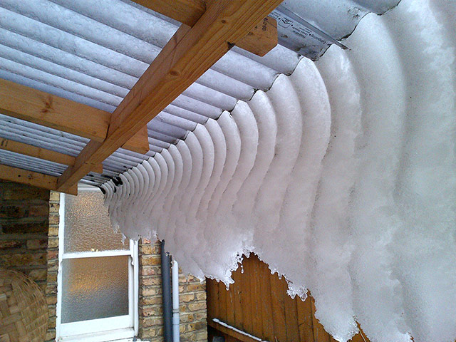 Your Pictures - Flow: frozen snow hanging off bike shelter