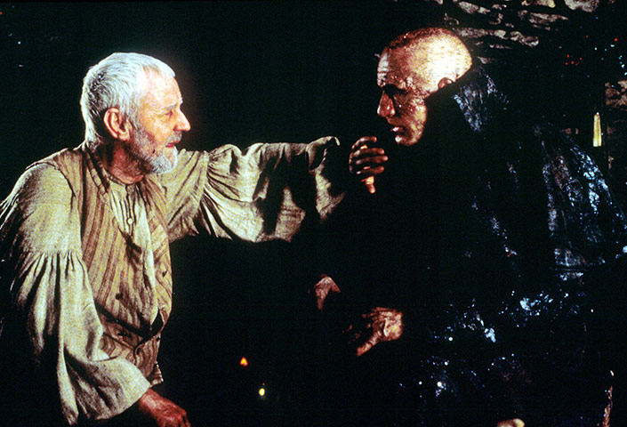 Richard Briers Obituary: Richard Briers with Robert De Niro in the film Mary Shelley's Frankenstein