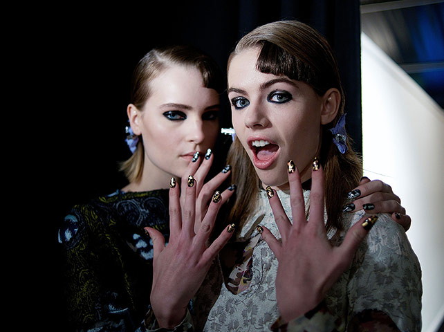 London Fashion Week: Models backstage before the Michael Van Der Ham show